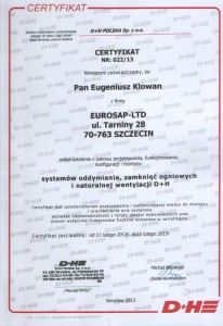 Certyfikat d+h - systemy oddymiania, zamknięć ogniowych i naturalnej wentylacji d+h