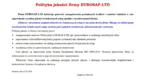 polityka jakosci eurosap 2018