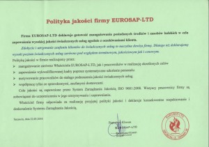 Polityka jakości firmy EUROSAP-LTD