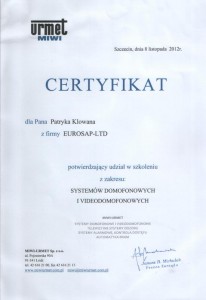 Certyfikat Urmet Miwi